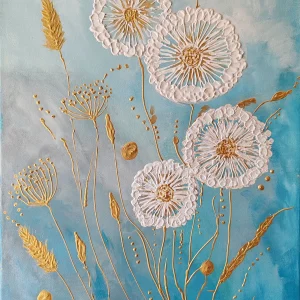 Dandelion - textured still life painting by Alexandra Catană