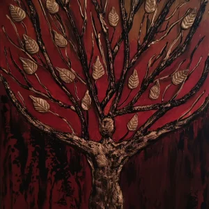 33 leaves - textured still life painting by Alexandra Catană