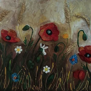 Wildflowers - textured still life painting by Alexandra Catană