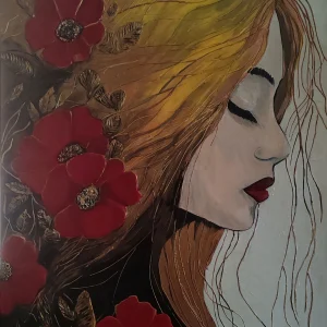 Claire - textured portrait painting by Alexandra Catană