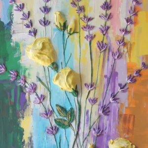 Sweet lavender - textured still life painting by Alexandra Catană